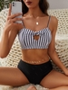 ZAFUL Maillot de Bain Tankini Noué Rayé avec Trou de Serrure Xl Noir