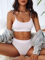 ZAFUL Maillot de Bain Tankini Plissé à Taille Haute Xl Blanc