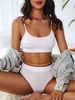ZAFUL Maillot de Bain Tankini Plissé à Taille Haute Xxl Blanc