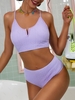 ZAFUL Maillot de Bain Tankini Plongeant à Coupe Haute à Armature en V Xl Violet clair