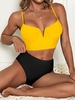ZAFUL Maillot de Bain Tankini Réversible Croisé à Armature L Moutarde