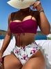 ZAFUL Maillot de Bain Tankini Sanglé à Imprimé Fleur M Rouge foncé