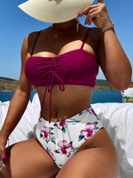 ZAFUL Maillot de Bain Tankini Sanglé à Imprimé Fleur M Rouge foncé