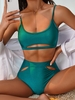 ZAFUL Maillot de Bain Tankini Sous-seins Découpé à Taille Haute Xl Vert profond