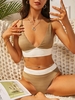 ZAFUL Maillot de Bain Tankini Texturé Bicolore à Taille Haute Xl Café lumière
