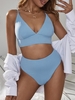 ZAFUL Maillot de Bain Tankini Texturé Croisé à Coupe Haute à Lacets Xxl Bleu clair