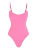 ZAFUL Maillot de Bain Texturé Côtelé à Bretelle sans Dos Une-Pièce L Rose léger