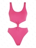 ZAFUL Maillot de Bain Texturé Noué Découpé en Jacquard Une-Pièce M Rose clair