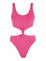 ZAFUL Maillot de Bain Texturé Noué Découpé en Jacquard Une-Pièce M Rose clair