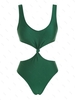 ZAFUL Maillot de Bain Une-Pièce Brillant Noué Découpé Xl Vert profond