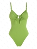 ZAFUL Maillot de Bain Une-Pièce Côtelé Noué à Armature L Vert