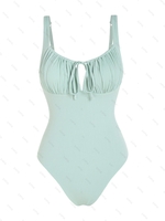ZAFUL Maillot de Bain Une-Pièce Côtelé Plissé Au Poitrine avec Trou de Serrure M Vert clair