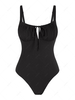 ZAFUL Maillot de Bain Une-Pièce Côtelé Plissé Au Poitrine avec Trou de Serrure S Noir