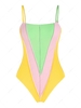 ZAFUL Maillot de Bain Une-Pièce Gainant et Blocs de Couleurs L Vert