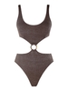 ZAFUL Maillot de Bain Une-Pièce Monokini Découpé Brillant Anneau en O à Paillettes S Café profond