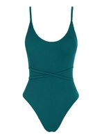 ZAFUL Maillot de Bain Une-Pièce Texturé à Lacets M Vert profond