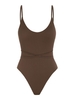 ZAFUL Maillot de Bain Une-Pièce Texturé Croisé Au Dos à Lacets Xl Café profond