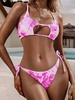 ZAFUL Maillot de Bain Bikini Teinté Découpé Croisé M Rose vif