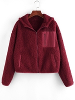 ZAFUL Manteau à Capuche avec Poches S Rouge vineux