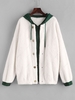 ZAFUL Manteau à Capuche Bicolore à Goutte Epaule en Fausse Fourrure M Blanc