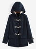 ZAFUL Manteau à Capuche Boutonné Corne Poche Zippé M Bleu profond