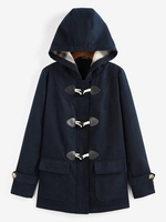 ZAFUL Manteau à Capuche Boutonné Corne Poche Zippé M Bleu profond