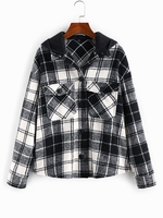 ZAFUL Manteau à Capuche Détachable à Carreaux avec Poche L Noir