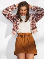 ZAFUL Manteau à Capuche en Fausse Fourrure à Imprimé Ethnique Aztèque Xl