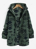 ZAFUL Manteau à Capuche Fourré à Imprimé Tribal Géométrique en Tissu Duveteux Xl Vert profond
