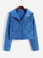 ZAFUL Manteau à Capuche Matelassé avec Poche S Bleu