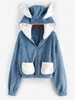 ZAFUL Manteau à Capuche Oreille de Lapin en Fausse Fourrure Xl Bleu clair