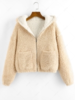 ZAFUL Manteau à Capuche Réversible à Goutte Epaule avec Poche L Café lumière