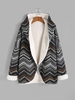 ZAFUL Manteau à Capuche Réversible Zigzag à Goutte Epaule en Tissu Duveteux S