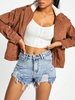 ZAFUL Manteau à Capuche Zippé à Doublure en Velours Côtelé M Marron camel