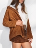ZAFUL Manteau à Capuche Zippé à Doublure Fourrée en Velours Côtelé M Brun