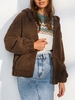 ZAFUL Manteau à Capuche Zippé avec Poche en Fausse Laine M Café profond