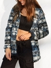 ZAFUL Manteau à Capuche Zippé Ethnique en Fausse Laine M Gris foncé