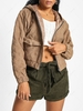 ZAFUL Manteau à Capuche Zippé Matelassé en Velours Côtelé avec Poche S Brun ours