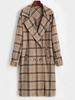 ZAFUL Manteau à Carreaux avec Double Boutonnage en Laine Mélangée L Kaki foncé