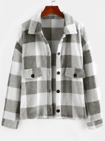 ZAFUL Manteau à Carreaux Détaillé à Rabat en Laine S