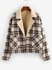 ZAFUL Manteau à Carreaux Goutte Epaule avec Poche à Doublure en Laine Xl Kaki léger