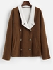 ZAFUL Manteau à Double Boutonnage avec Poches M Brun foncé