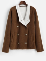 ZAFUL Manteau à Double Boutonnage avec Poches M Brun foncé
