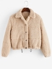ZAFUL Manteau Bouclé à Cordon avec Bouton-Pression L Cannelle