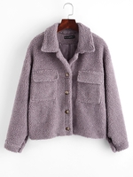 ZAFUL Manteau Bouton-Pression avec Poche à Rabat S Pourpre
