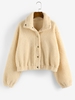 ZAFUL Manteau Boutonné à Goutte Epaule L Abricot