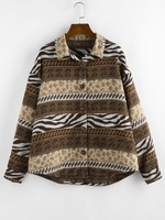 ZAFUL Manteau Cerise Zèbre Léopard à Goutte Epaule S Café