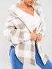 ZAFUL Manteau Chemise à Carreaux Fourré avec Poches en Molleton Duveteux L Café lumière