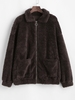 ZAFUL Manteau en Tissu Duveteux en Fausse Fourrure avec Poche en Avant S Moka