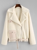 ZAFUL Manteau en Tissu Duveteux Panneau en Fausse Fourrue en Daim L Blanc chaud